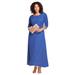 Plus Size Women's Lace Popover Dress by Roaman's in True Blue (Size 28 W) Formal Evening