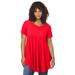 Plus Size Women's Swing Ultra Femme Tunic by Roaman's in Vivid Red (Size 26/28) Short Sleeve V-Neck Shirt