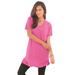 Plus Size Women's Short-Sleeve V-Neck Ultimate Tunic by Roaman's in Vintage Rose (Size 2X) Long T-Shirt Tee