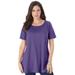 Plus Size Women's Swing Ultimate Tee with Keyhole Back by Roaman's in Midnight Violet (Size 2X) Short Sleeve T-Shirt