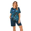 Plus Size Women's The Swim Tee by Swim 365 in Blue Painterly Leaves (Size 22/24) Rash Guard