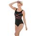 Plus Size Women's Crisscross Front Maillot by Swim 365 in Black Pink (Size 26) Swimsuit