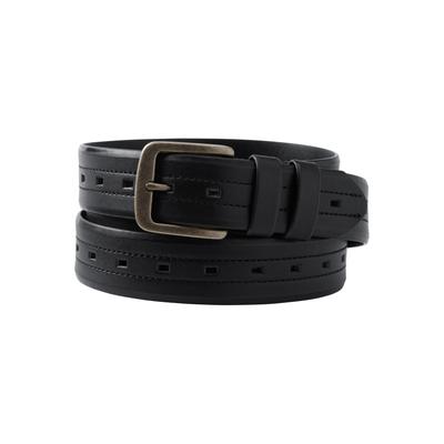 Men's Big & Tall Stitched Leather Belt by KingSize in Black (Size 52/54)