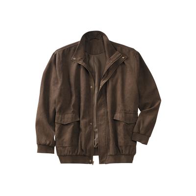 Men's Big & Tall Microsuede Bomber Jacket by KingSize in Dark Brown (Size 3XL) Leather Jacket
