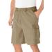 Men's Big & Tall Knockarounds® 8" Full-Elastic Cargo Shorts by KingSize in Khaki (Size 6XL)