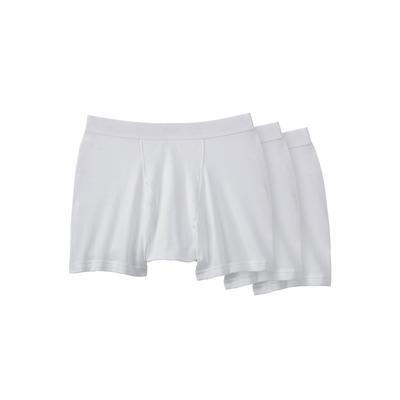 Men's Big & Tall Cotton Mid-Length Briefs 3-Pack by KingSize in White (Size 6XL) Underwear