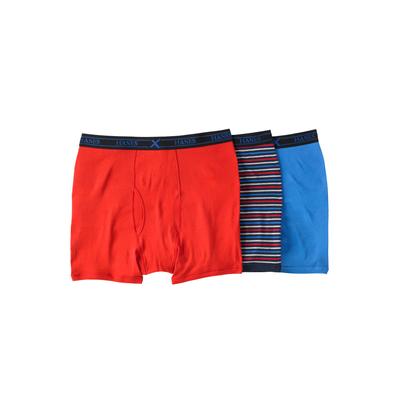 Men's Big & Tall Hanes® FreshIQ® X-Temp® ComfortCool® Boxer Briefs 3-Pack by Hanes in Blue Red Multi (Size 6XL)