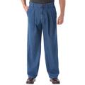 Men's Big & Tall Relaxed Fit Comfort Waist Pleat-Front Expandable Jeans by KingSize in Stonewash (Size 60 38)