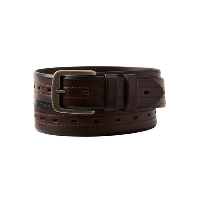 Men's Big & Tall Stitched Leather Belt by KingSize in Brown (Size 64/66)