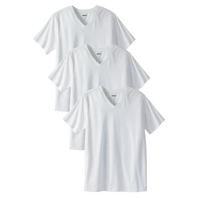 Men's Big & Tall Cotton V-Neck Undershirt 3-Pack by KingSize in White (Size 2XL)