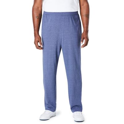 Men's Big & Tall Lightweight Jersey Open Bottom Sweatpants by KingSize in Heather Slate Blue (Size 5XL)