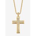Men's Big & Tall Yellow Gold Plated Cubic Zirconia Studded Cross Pendant with 24" Chain by PalmBeach Jewelry in Gold