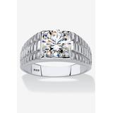 Men's Big & Tall Platinum-Plated Cubic Zirconia Watchband Ring by PalmBeach Jewelry in Platinum (Size 11)