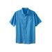 Men's Big & Tall Short-Sleeve Linen Shirt by KingSize in Pacific Blue (Size 4XL)