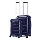 Kono Lightweight Polypropylene 2 Piece Luggage Set 20" Carry-on Hand Cabin Luggage + 24" Medium Suitcase with TSA Lock and YKK Zipper (Navy)