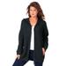 Plus Size Women's Classic-Length Thermal Hoodie by Roaman's in Black (Size L) Zip Up Sweater