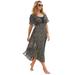 Plus Size Women's Long Caftan Cover Up by Swim 365 in Gold Black Dot (Size 1X/2X) Swimsuit Cover Up
