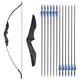 Archery Takedown Recurve Bow and Arrow Set CS Game Bow 30-40lbs Right Left Handed Universal with 12pcs Fiberglass Arrows (Black, 35lbs)