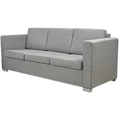 3-Sitzer-Sofa Stoff Hellgrau Vidaxl