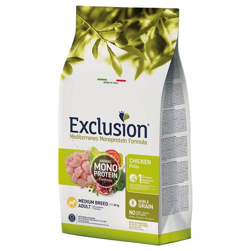 2 x 12 kg Exclusion Mediterraneo Adult Medium mit Huhn Trockenfutter Hund