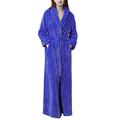 Kinloy Ladies Long Length Lightweight Shaggy Dressing Gowns Plus Size Pockets Elegant Bath Robe Nightwear Blue XL 14-20 UK