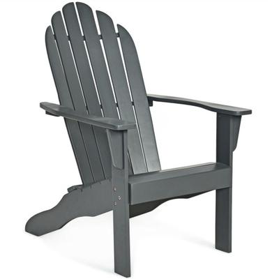 Costway Acacia Wood Outdoor Adirondack Chair with Ergonomic Design-Gray