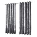 B&B Silver Grey Eyelet Curtains Bedroom Accessories Crushed Velvet Fully Lined Heavy Ring Top Eyelet 2 Panel Short Window Curtain 46 x 54 Drop