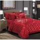 Luxury Bedspread Quilted Bed Throw Super King Size Bedding Set for Bedroom Décor - Soft Warm Crushed Velvet Comforter Set, Red