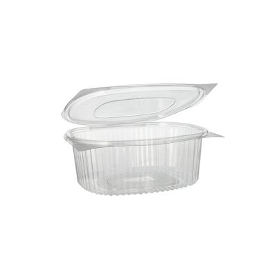 Starpak 6 X 50 Feinkost- und Salatschalen mit Klappdeckel, R-PET oval 1500 ml 7,6 cm x 18,2 cm x 20,8 cm klar