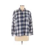 Old Navy Long Sleeve Button Down Shirt: Blue Plaid Tops - Women's Size Small