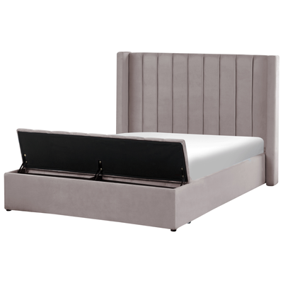 Polsterbett Grau 160 x 200 cm aus Samtstoff mit Stauraum Elegantes Doppelbett Modernes Design