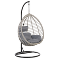 Hängesessel Grau Rattan mit schwarzem Gestell aus Stahl inkl. Kissen Outdoor Indoor Boho Stil