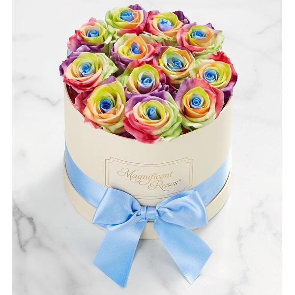 1-800-flowers-flower-delivery-magnificent-roses-preserved-rainbow-roses-magnificent-roses-classic-rainbow/