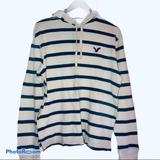 American Eagle Outfitters Shirts | American Eagle Thermal Knit Hooded Top | Color: Blue/White | Size: L