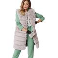 JAYLEY Striped Faux Fur Gilet Silver One Size