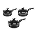 3 Piece Saucepan Set 16cm/18cm/20cm Premium Marble Coating Induction Saucepan Set with Glass Lids Heavy Duty Aluminium Cookware