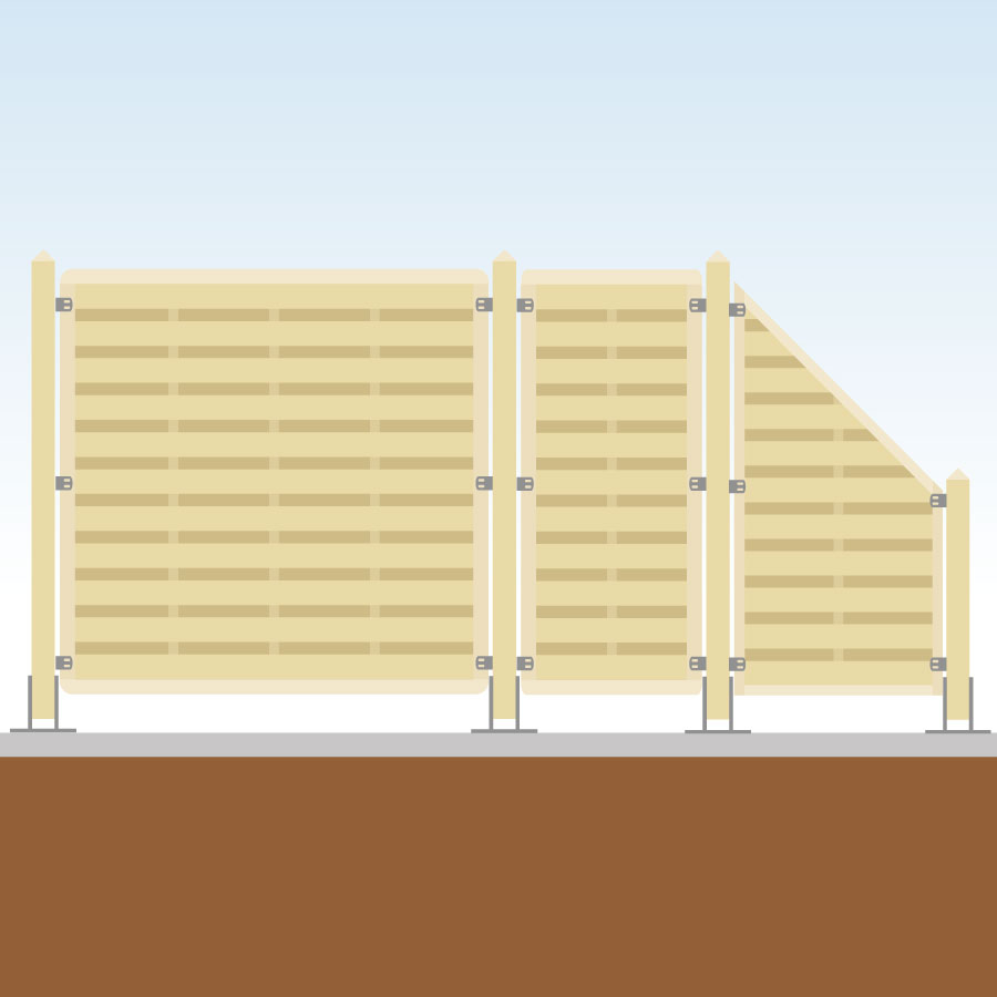 TraumGarten Sichtschutzzaun Basic Komplett-Set Holz Sichtschutz Lamellenzaun, mit Endelement, 1,179 cm,4,Aufschrauben