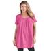 Plus Size Women's Pleatneck Ultimate Tunic by Roaman's in Vintage Rose (Size M) Long Shirt