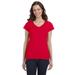 Gildan G64VL Softstyle Women's Fit V-Neck T-Shirt in Cherry Red size Small | Cotton G64V00L, 64V00L