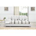 Orren Ellis Muski Platform Bed Upholstered/Faux leather in Gray/White | 37 H x 94.5 W x 95 D in | Wayfair B2003EKWH