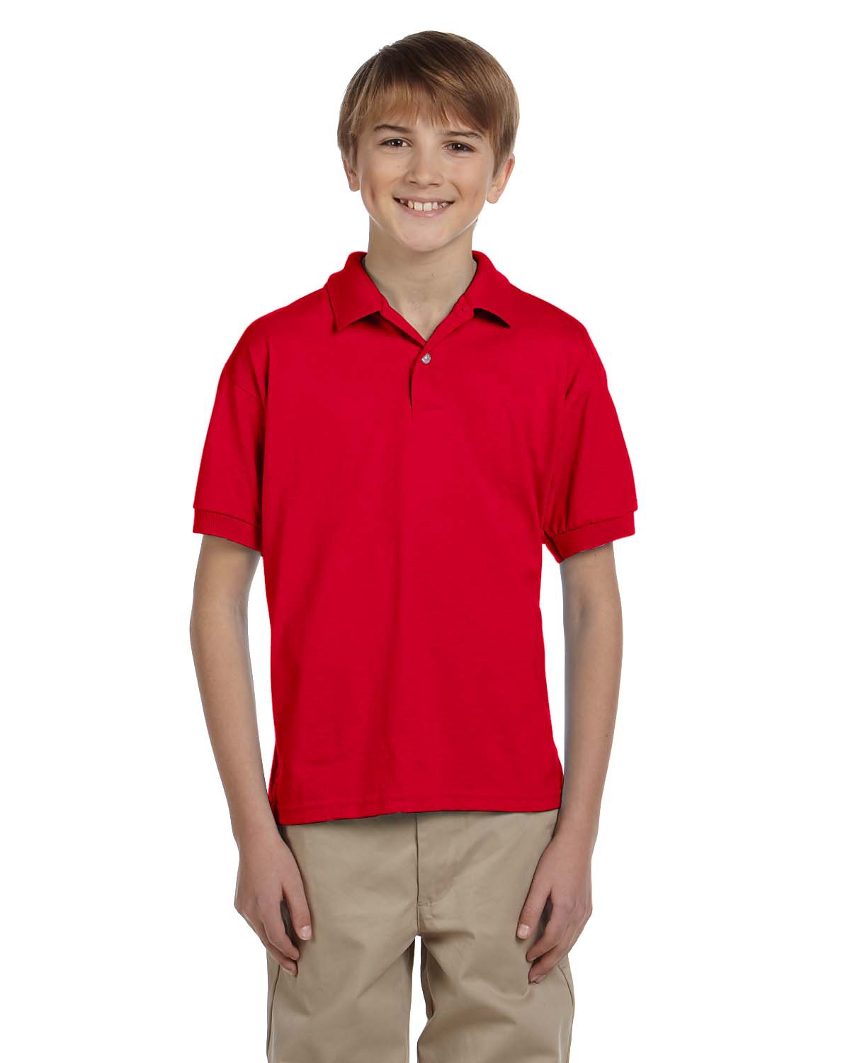 Gildan G880B Youth DryBlend Jersey Polo Shirt in Red size Medium | Cotton Polyester G8800B, 8800B