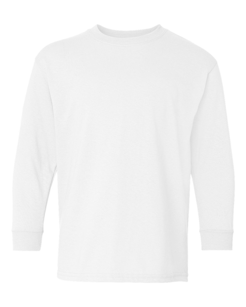 Gildan G540B Youth Heavy Cotton Long Sleeve T-Shirt in White size Large 5400B, G5400B
