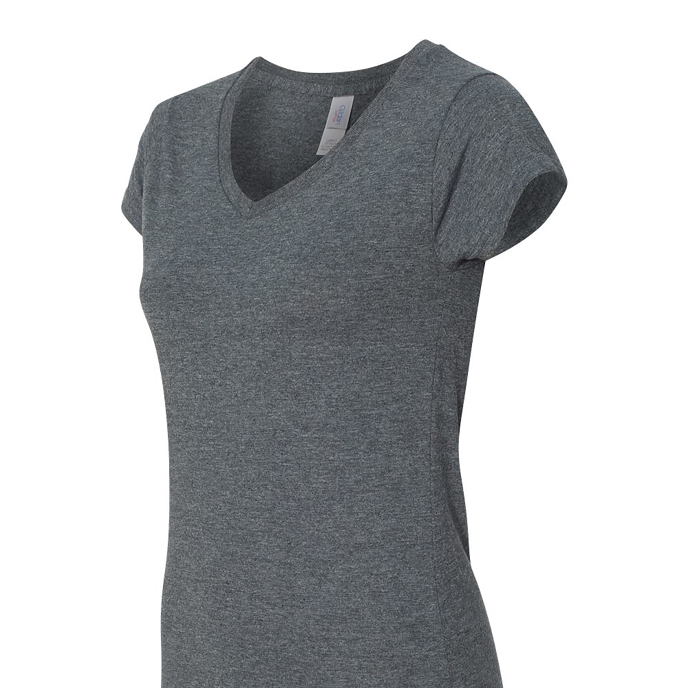 Gildan G64VL Softstyle Women's Fit V-Neck T-Shirt in Dark Heather size XL | Cotton G64V00L, 64V00L
