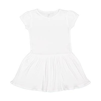 Rabbit Skins 5323 Toddler Baby Rib Dress in White size 5/6 | Cotton LA5323