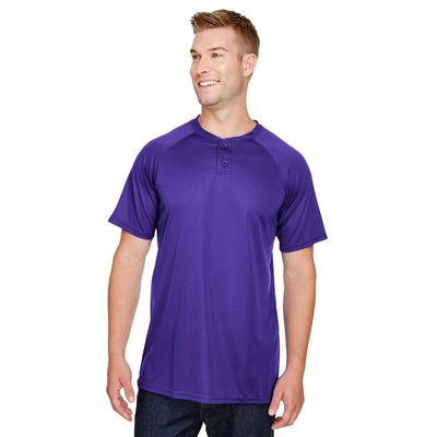 Augusta Sportswear AG1565 Athletic Attain Wicking Two-Button Baseball Jersey T-Shirt in Purple size 3XL | Polyester 1565