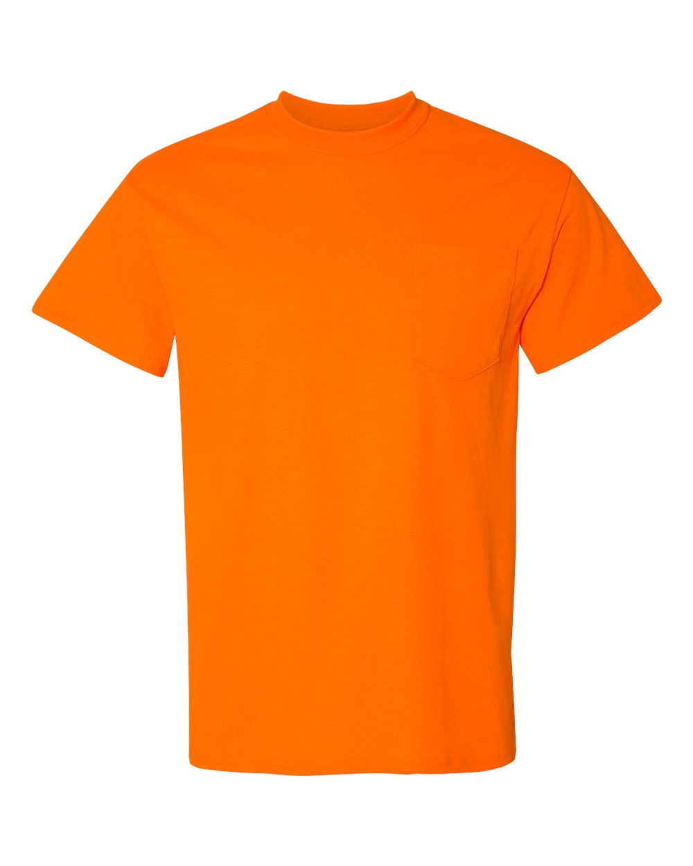 Gildan G830 DryBlend 50 Cotton/50 Poly Pocket T-Shirt in Safety Orange size XL | Cotton Polyester 8300, G8300