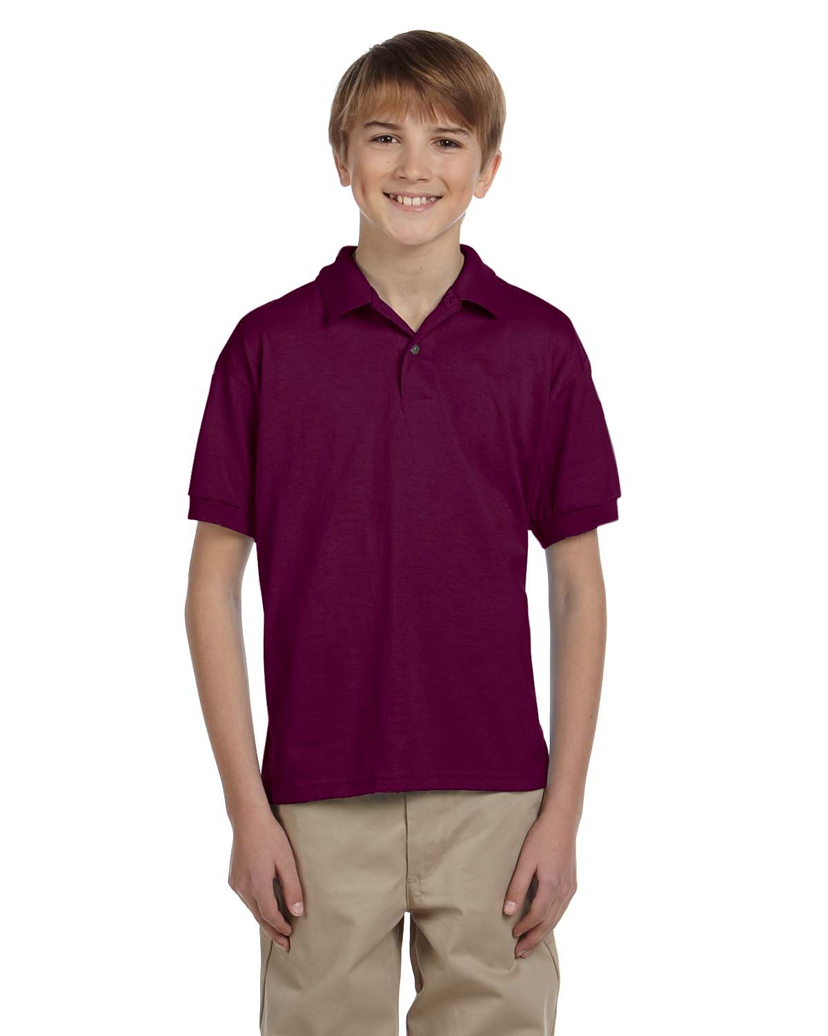 Gildan G880B Youth DryBlend Jersey Polo Shirt in Maroon size Small | Cotton Polyester G8800B, 8800B