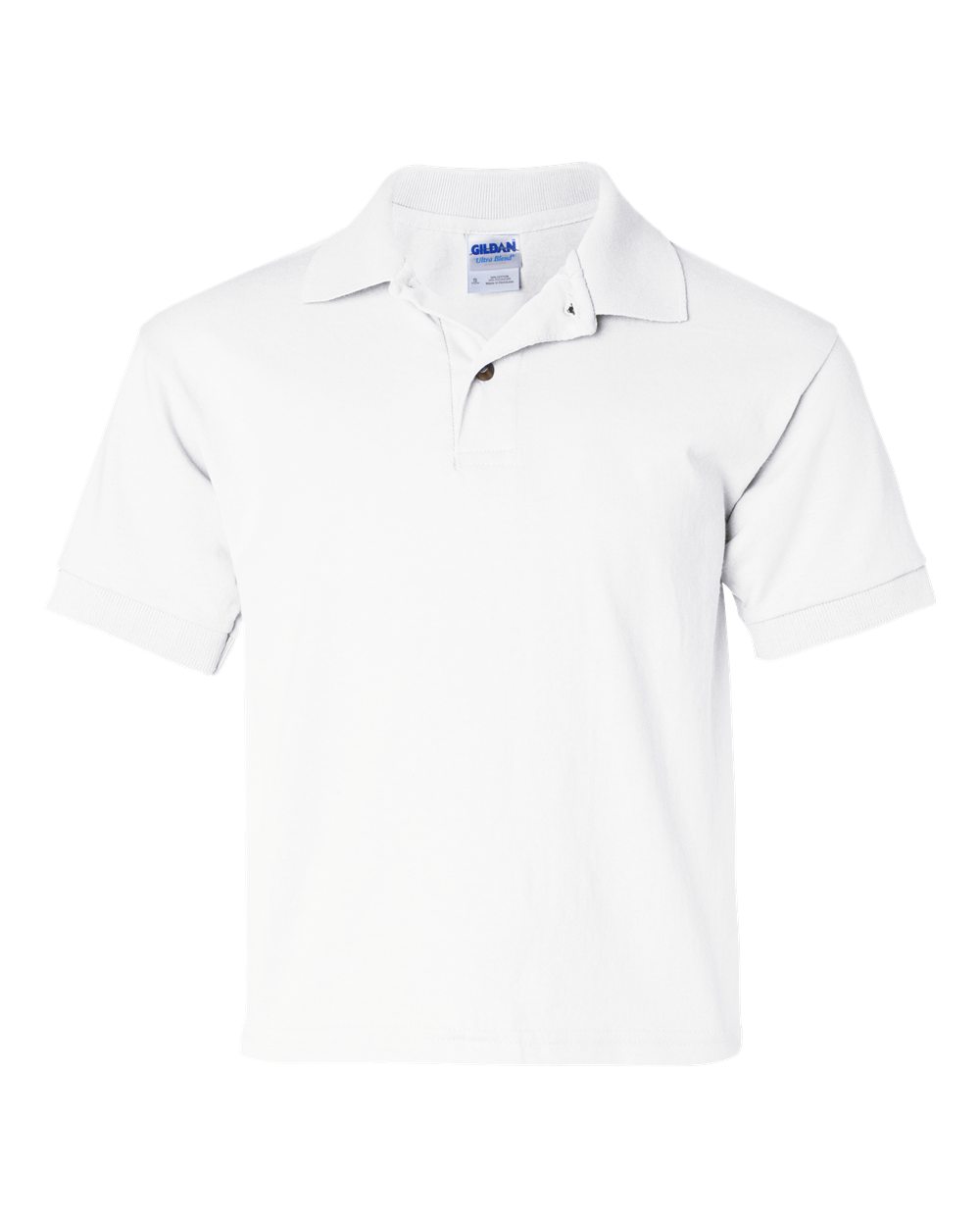 Gildan G880B Youth DryBlend Jersey Polo Shirt in White size Small | Cotton Polyester G8800B, 8800B