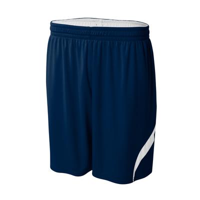 A4 NB5364 Youth Performance Double/Double Reversible Basketball Short in Navy Blue/White size Medium | Polyester A4NB5364