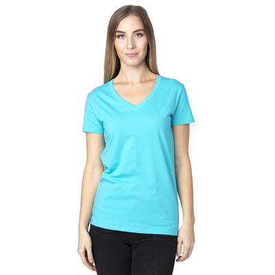 Threadfast Apparel 200RV Women's Ultimate V-Neck T-Shirt in Pacific Blue size XL | Cotton/Polyester Blend
